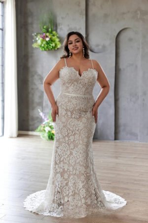 Allover Flower Lace Fit and Flare Dress with Detachable Jacket