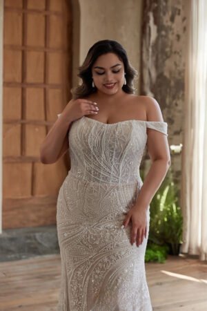 Slim Fit Strapless  Beaded Embroidered Wedding Dress