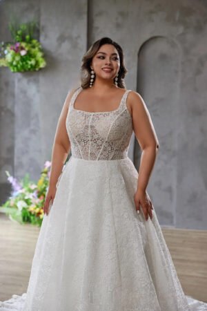 Effortless Grace – Full Lace A-Line Gown with Classic Charm