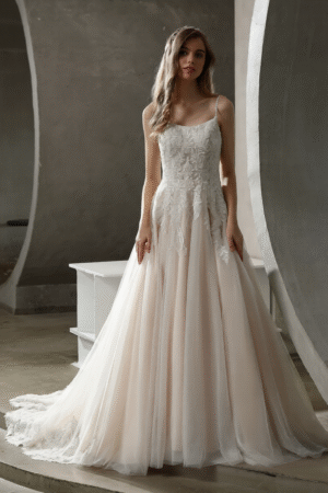 Beaded Lace A-line Scoop Neckline Wedding Dress